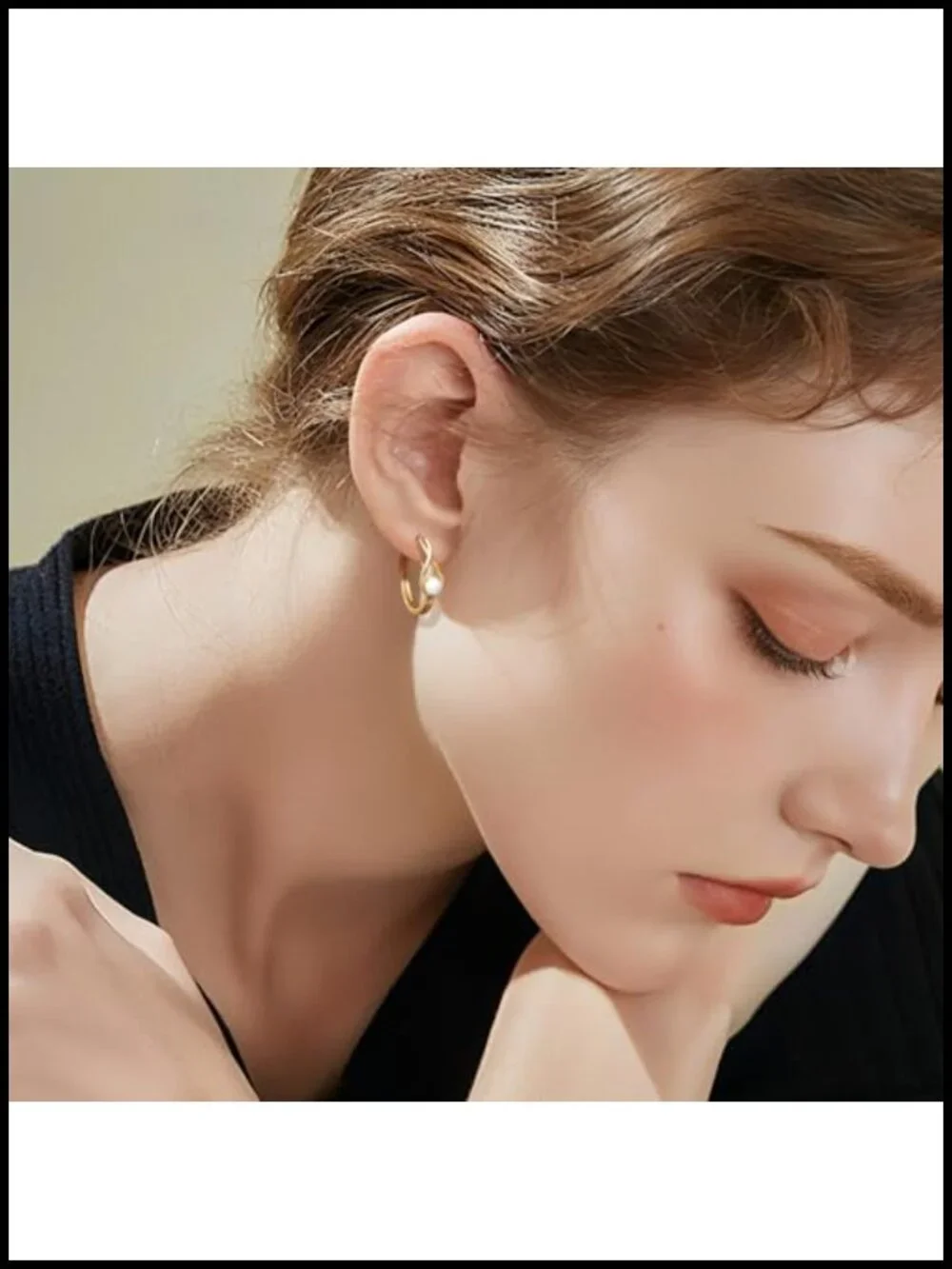 14K Gold Plated Pearl Huggie Hoop Earrings for Women - Elegant Hypoallergenic